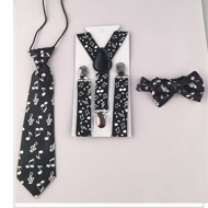 Seler, slips og butterfly til børn, sort med noder 